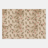 Feuille De Papier Cadeau Arbres d'hiver rustiques, Botaniques, Fleurs, Snow (Devant 2)