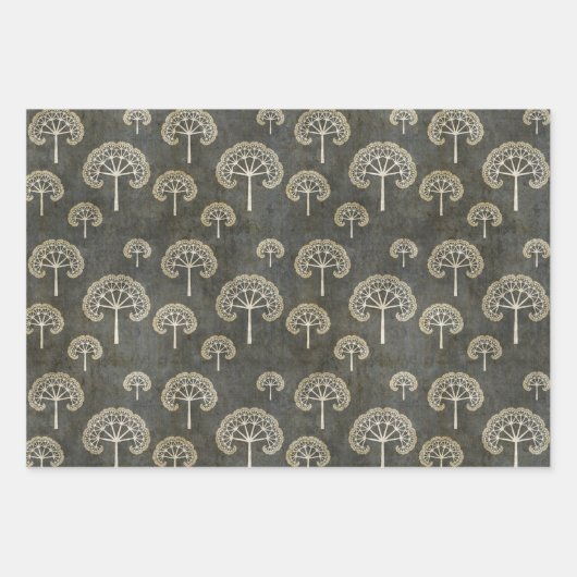 Feuille De Papier Cadeau Arbres en hiver (Devant)