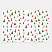 Feuille De Papier Cadeau Arbres et vaches de Noël (Devant)