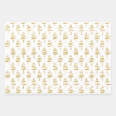 Feuille De Papier Cadeau Arbres Hanoukka modernes Black & Gold heureux (Devant 3)
