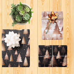 Feuille De Papier Cadeau Arbres métalliques Rose Gold pour les Fêtes