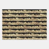 Feuille De Papier Cadeau Arbres urbains en or noir Neige (Devant)