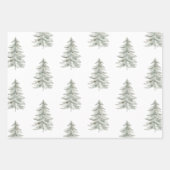 Feuille De Papier Cadeau Arbres verts blancs de Noël (Devant 3)