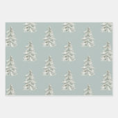 Feuille De Papier Cadeau Arbres verts blancs de Noël (Devant 2)