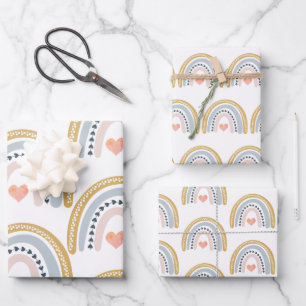 Feuille De Papier Cadeau Arc arc-en-ciel Boho Watercolor
