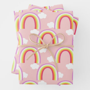 Feuille De Papier Cadeau Arc-en-ciel avec rose nuage