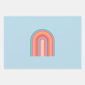 Feuille De Papier Cadeau Arc-en-ciel bleu rétro (Devant)