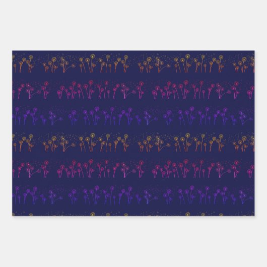 Feuille De Papier Cadeau Arc-en-ciel Dandelion Graine en ligne rayée (Devant)