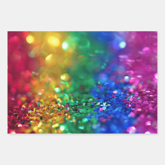 Feuille De Papier Cadeau arc-en-ciel parties scintillant (Devant 3)