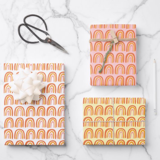 Feuille De Papier Cadeau Arc-en-ciel rose moderne Boho mignon Motif cadeau (Recto)