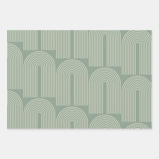 Feuille De Papier Cadeau Arche contemporaine Art en Sage Green (Devant 3)