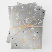 Feuille De Papier Cadeau argent, Musical+ Note, luxe, or, royal, élégant (En situation)