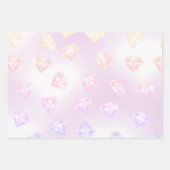 Feuille De Papier Cadeau Argent rose Faux diamant Métal  (Devant 2)