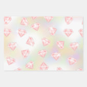 Feuille De Papier Cadeau Argent rose Faux diamant Métal  (Devant)