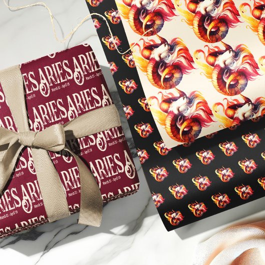 Feuille De Papier Cadeau Aries Zodiac fête d'anniversaire à thème