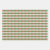 Feuille De Papier Cadeau Arlequin rouge, vert et blanc (Devant 3)