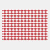 Feuille De Papier Cadeau Arlequin rouge, vert et blanc (Devant)