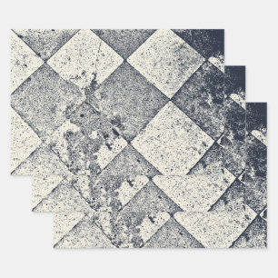 Feuille De Papier Cadeau Arlequin vintage Inspiré Texture Noire Et Blanche