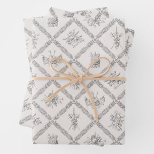 Feuille De Papier Cadeau Armoiries héraldiques antiques Motif Vintage