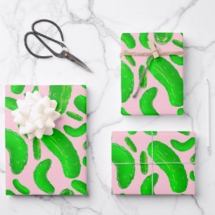 Feuille De Papier Cadeau Arrière - plan rose des sachets verts