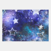 Feuille De Papier Cadeau Arrière - plan spatial avec étoiles (Devant 2)