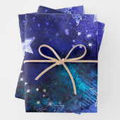 Feuille De Papier Cadeau Arrière - plan spatial avec étoiles (En situation)