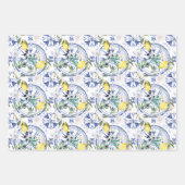 Feuille De Papier Cadeau Arrondi, orné, tuile espagnole, méditerranéenne, c (Devant 2)