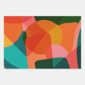 Feuille De Papier Cadeau Art Abstrait contemporain vert et orange (Devant 2)