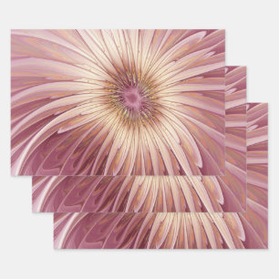Feuille De Papier Cadeau Art Abstrait Fractal Fleur & Tons de Bourgogne