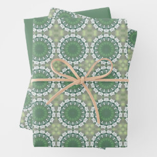 Feuille De Papier Cadeau Art Abstrait moderne Ressorts floraux Motif vert