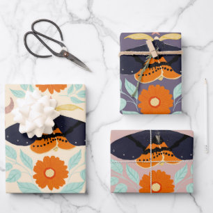 Feuille De Papier Cadeau Art de motif de papillon de nuit Cottagecore   Con