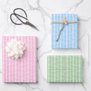 Feuille De Papier Cadeau Art de rayures zigzag rose bleu vert blanc de Pâqu
