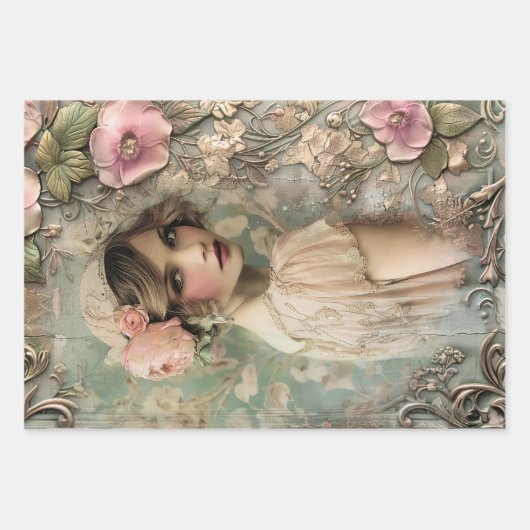 Feuille De Papier Cadeau Art Déco Esthétique Poids Lourd Découpage (Devant)