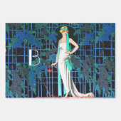 Feuille De Papier Cadeau ART DECO FEMME Beauté Mode (Devant 2)
