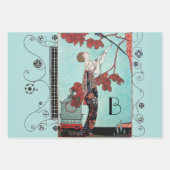 Feuille De Papier Cadeau ART DECO FEMME Beauté Mode (Devant)