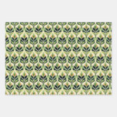 Feuille De Papier Cadeau Art Deco Green Leaf Wrapping Paper Flat Sheet Set (Devant 3)