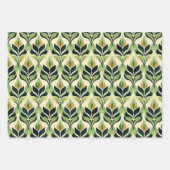 Feuille De Papier Cadeau Art Deco Green Leaf Wrapping Paper Flat Sheet Set (Devant 2)