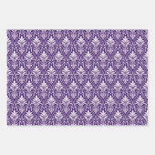 Feuille De Papier Cadeau Art Déco Motif 01 - Blanc sur Cadbury Purple (Devant 3)