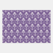 Feuille De Papier Cadeau Art Déco Motif 01 - Blanc sur Cadbury Purple (Devant 2)