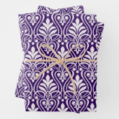 Feuille De Papier Cadeau Art Déco Motif 01 - Blanc sur Cadbury Purple (En situation)