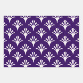 Feuille De Papier Cadeau Art Déco Motif 02 - Blanc sur Cadbury Purple (Devant)