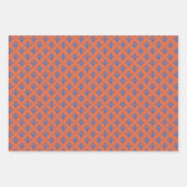 Feuille De Papier Cadeau Art Déco Motif 02 - Bleu prussien sur Orange (Devant 3)