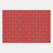 Feuille De Papier Cadeau Art Déco Motif 07 - Off-White sur Milano Red (Devant)