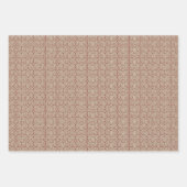 Feuille De Papier Cadeau Art Déco Motif 07 - Rouge de minuit sur blanc cass (Devant 3)