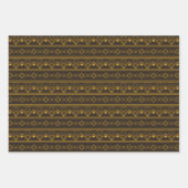 Feuille De Papier Cadeau Art Déco Motif 08 - Vivid Gamboge on Deco Black (Devant 2)