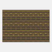 Feuille De Papier Cadeau Art Déco Motif 08 - Vivid Gamboge on Deco Black (Devant)