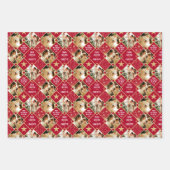 Feuille De Papier Cadeau Art Déco Noël Personnalisé Photos Rouge Vert Bleu  (Devant)