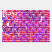 Feuille De Papier Cadeau Art des fluides rouges et violets (Devant 3)