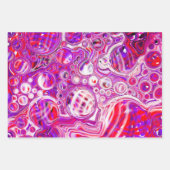 Feuille De Papier Cadeau Art des fluides rouges et violets (Devant)