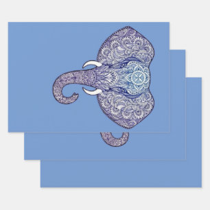 Feuille De Papier Cadeau Art éléphant au henné